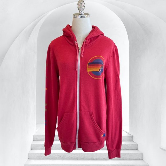 Aviator Nation Tops - Aviator Nation Venice Beach Red Zip Up Hoodie Size M